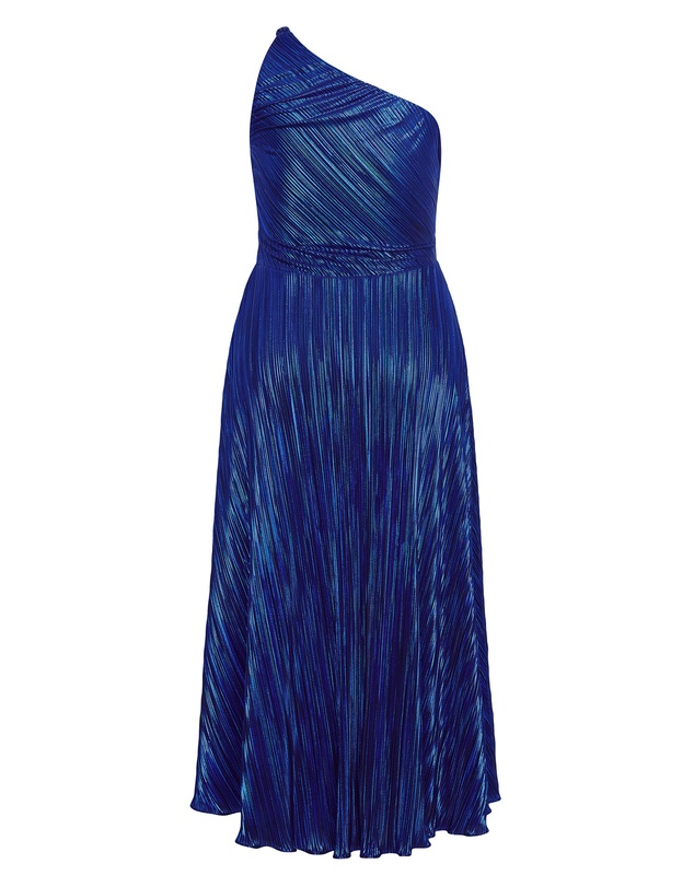 City Chic - Plus size Kamila One Shoulder Metallic Dress - navy