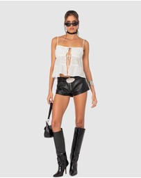 EDIKTED - Chelsea Tie Front Eyelet Tank Top