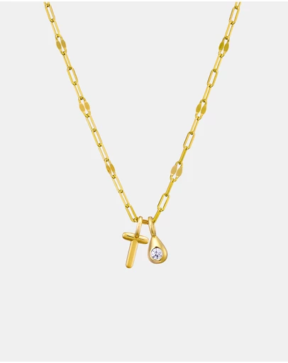 Zoe Olivia - 14K Gold Vermeil Imprint Initial T Cubic Zirconia Necklace