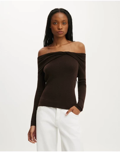 Cotton On - Twist Off Shoulder Ls Knit