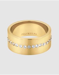 Elli Jewelry - Ring Crystal Band Statement 925 Sterling Silver Gold-Plated