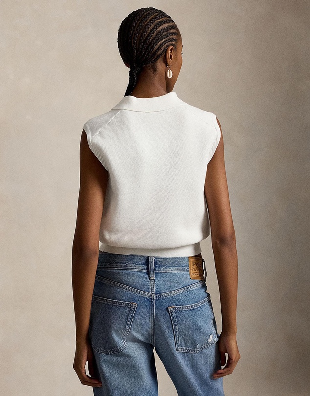 Polo Ralph Lauren - Cotton Cropped Sleeveless Polo Sweater