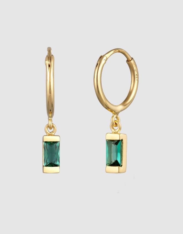 Elli Jewelry - Emerald Hoop Earrings in Gold-Plated 925 Silver