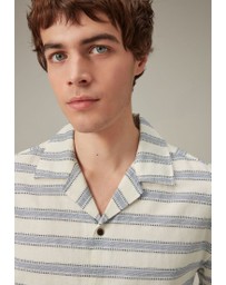 NEXT - Textured Stripe Short Sleeve Shirt With Cuban Collar