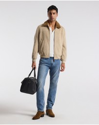 Calibre - Sherpa Collar Wool Bomber Jacket Neutral