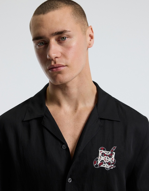 Calibre - Snake Embroidered Short Sleeve Shirt Black