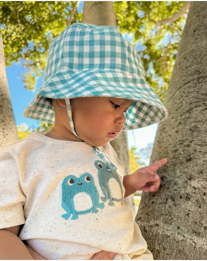 Purebaby - Gingham Bucket Hat-Kids-Babies