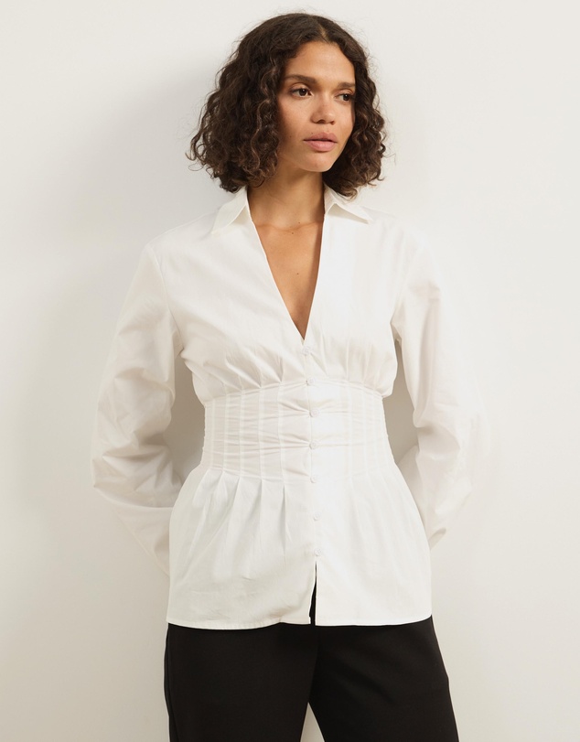 Atmos&Here - Zadie V-Neck Pin Tuck Top
