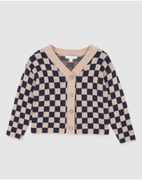 Fox & Finch - Wild Side Check Knitted Cardigan 3-7 Yrs