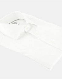 Henry Bucks - HENRY SARTORIAL Contemporary Fit Plain Twill Single Cuff Shirt WHITE