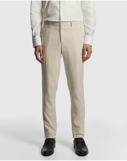 yd. - Carter Stretch Linen Blend Slim Tapered Dress Pant