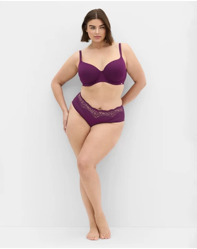 City Chic - Plus Size Smooth & Chic Cotton T-Shirt Bra - purple iris