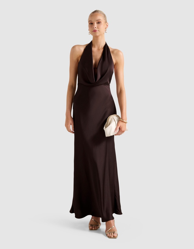 Forever New - Becca Cowl Halter Neck Satin Gown