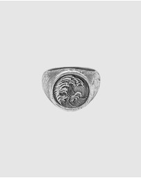 Haze & Glory - ICONIC EXCLUSIVE - Ring Men Signet Ring Tide Waves Motif in 925 Sterling Silver