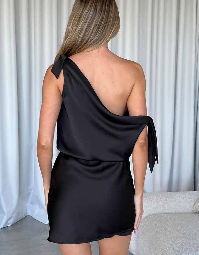 Dazie - Heavenly One Shoulder Tie Mini Dress