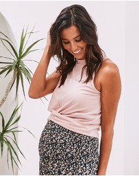 Angel Maternity - Summer Basic Maternity Crop Bamboo Top - Dusty Pink