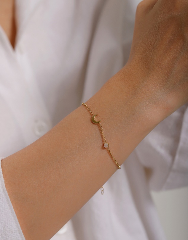 Elli Jewelry - Moonstone Bracelet in Gold-Plated 925 Silver