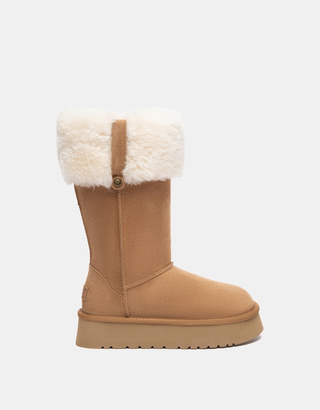 EVERAU - Australian Shepherd Ugg Tall Eleny Platform Cow Suede Upper UGG Boots