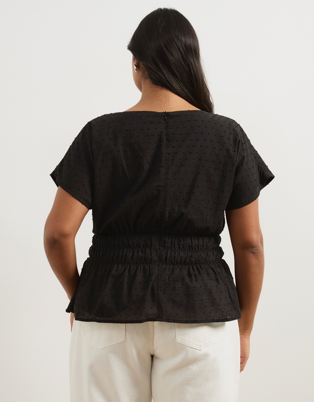 Atmos&Here Curvy - Embroidered Gathered Top