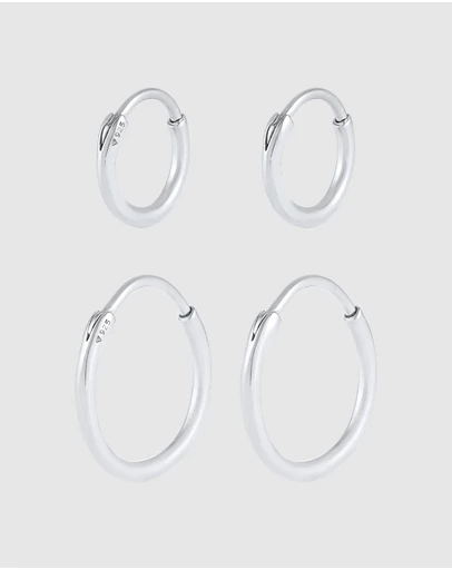 Kuzzoi - ICONIC EXCLUSIVE - Earrings Creole Set Duo Basic in 925 Sterling Silver