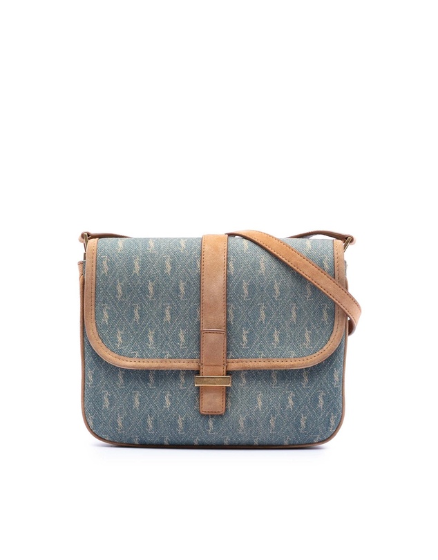 Pre-Loved by Azura Reborn - Pre-Loved Suede Trimmed Denim Monogram Allover Crossbody