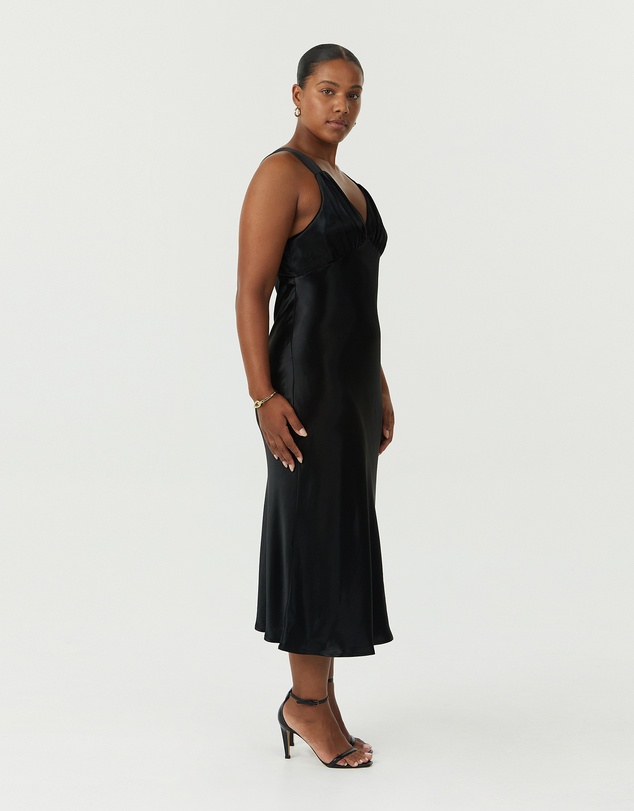 Third Form - Satin Gather Bra Bias Slip Dress