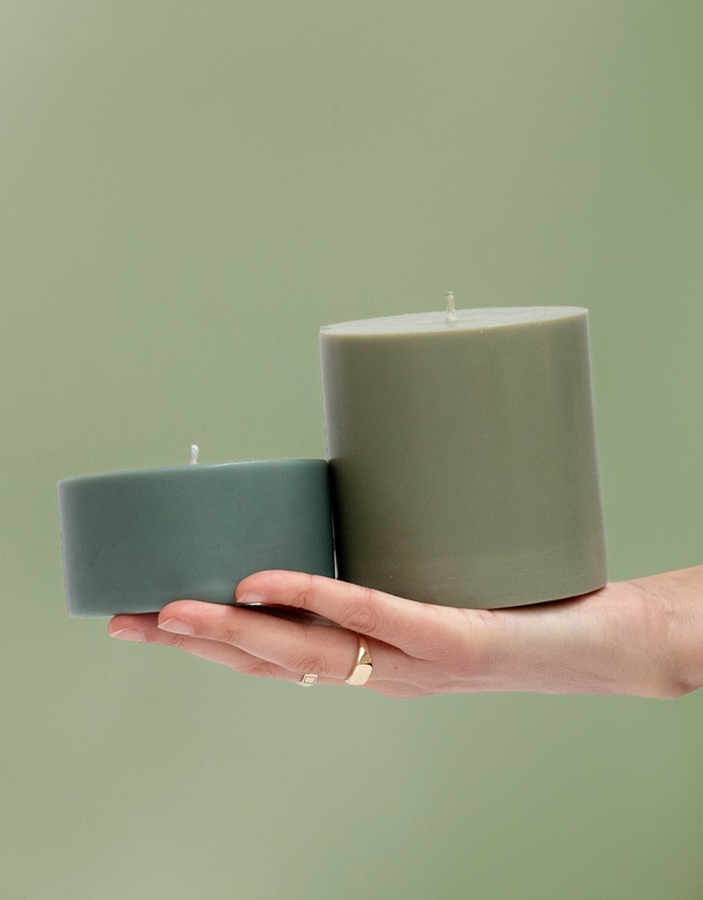 porter green - escc large pillar candle soy-blend unscented candles