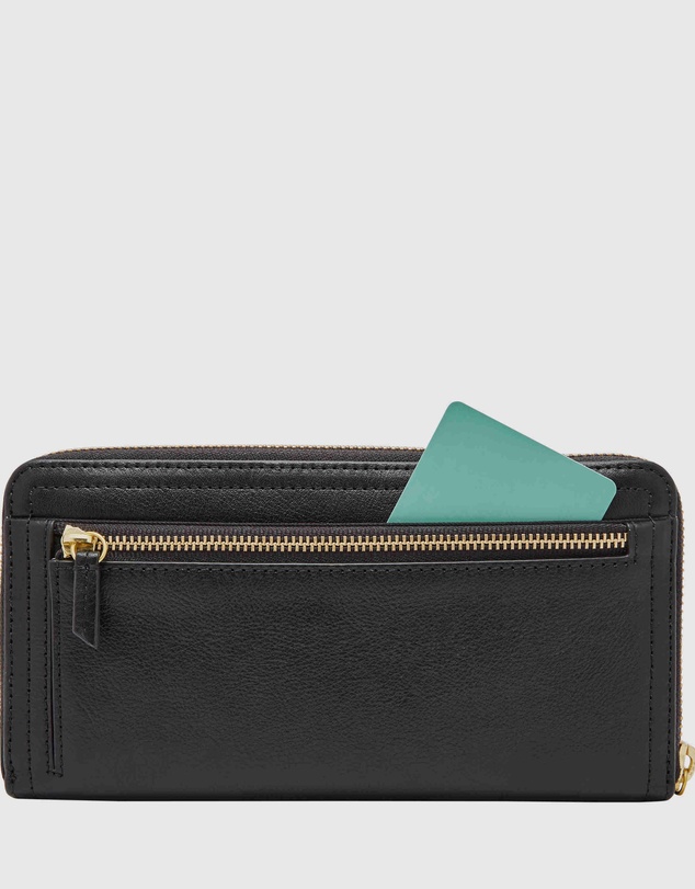 Fossil - Logan Black Zip Clutch