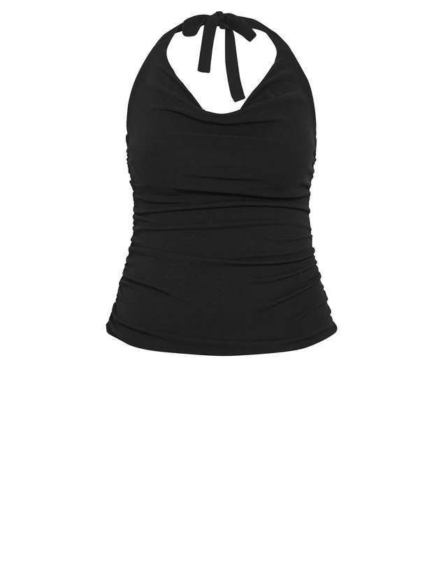 City Chic - Plus size Emmy Halter Cowl Neck Top - black