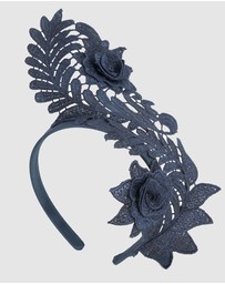 Max Alexander - Navy Lace Crown Headband Fascinator
