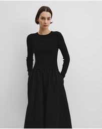 Country Road - Long Sleeve Mix Media Knit Dress