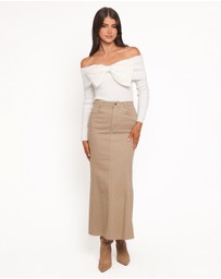 Petal & Pup - Helene Bow Off Shoulder Knit Sweater - Ivory