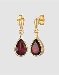 Elli Jewelry - Earrings Ear Hanger Drop Elegant with Garnet in 925 Sterling Silver gold plated
