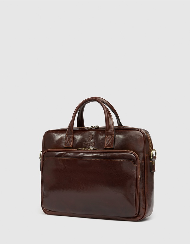 Republic of Florence - Pretoria Brown Leather Laptop Briefcase