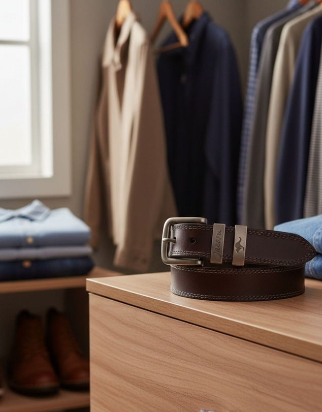 Jacaru - Jacaru 6017 Casual Leather Belt 38mm