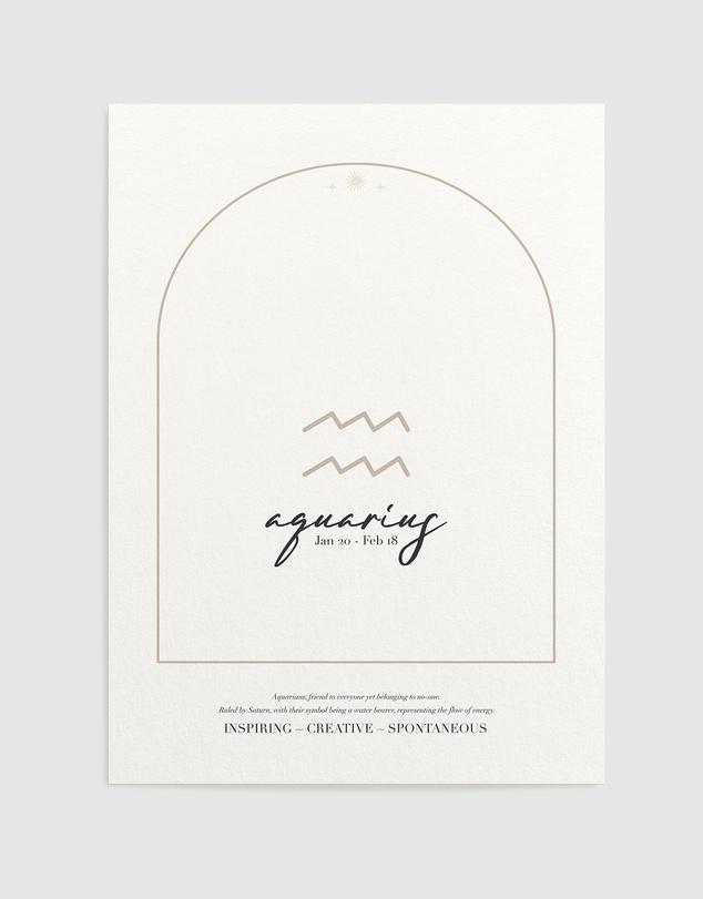 Olive et Oriel - Aquarius Zodiac Art Print A3