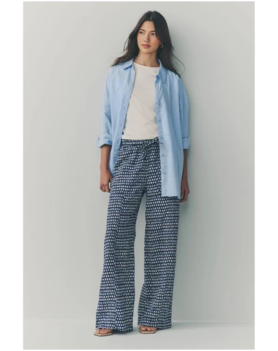NEXT - Wide Leg Pull-On Linen Blend Trousers