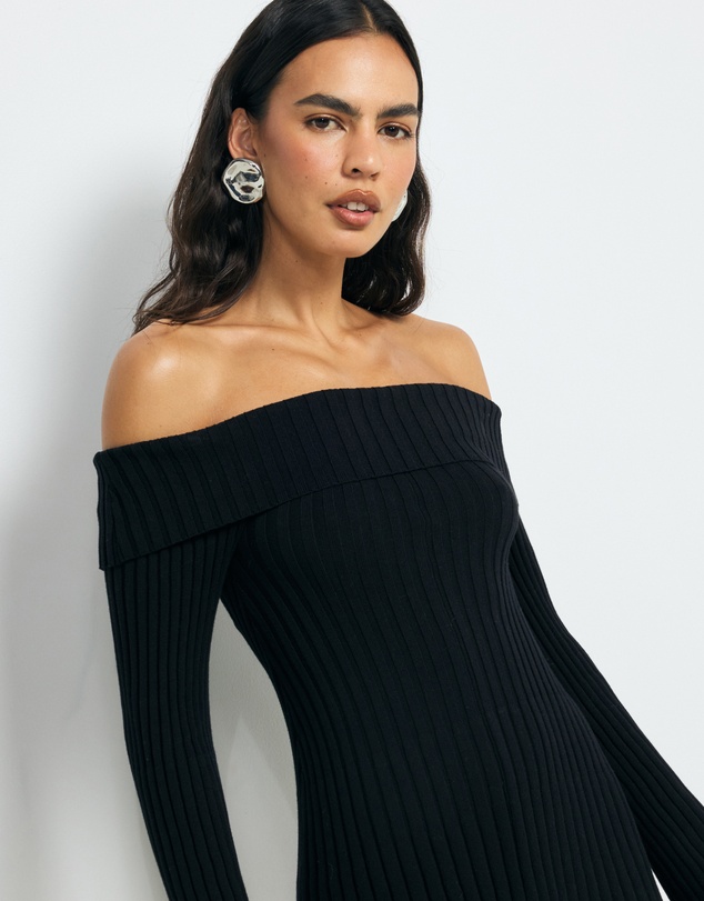 AERE - Gabi Off Shoulder Knitted Mini Dress