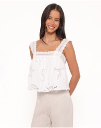 Petal & Pup - Aideen Eyelet Top - White Shell