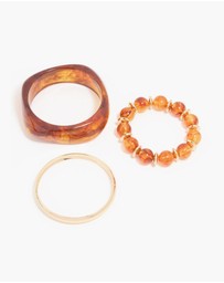 Lovisa - Gold & Brown Acrylic Brown Bangles 3-Pack