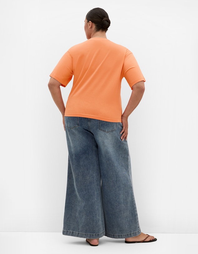 City Chic - Plus size Oversized Crew Neck Tee - persimmon