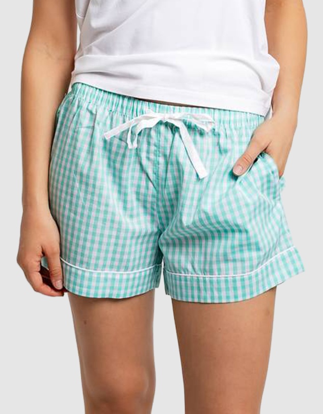 Sant And Abel - Women's Hepburn Gingham Mint Boxer Shorts