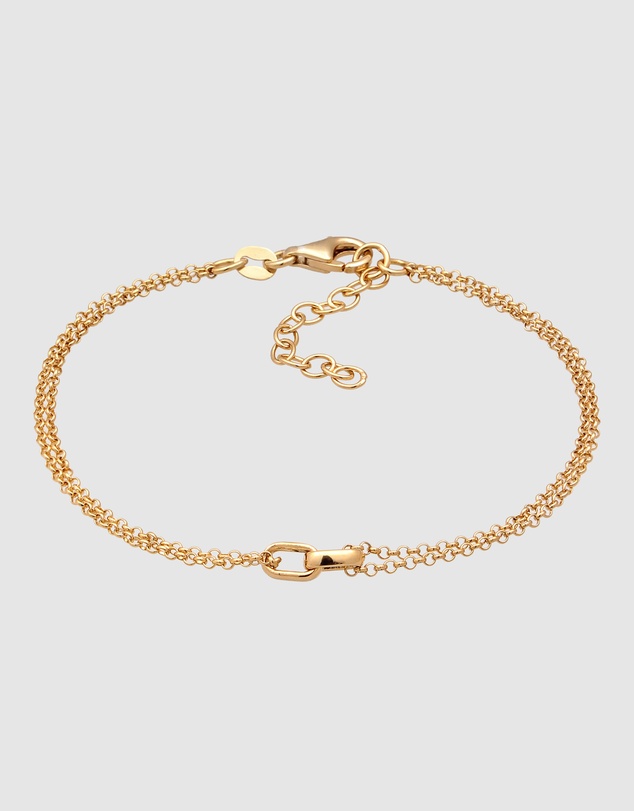 Elli Jewelry - Bracelet Double Chain 925 Sterling Silver Gold-Plated