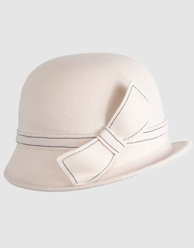 Max Alexander - Winter Felt Cream Cloche Hat