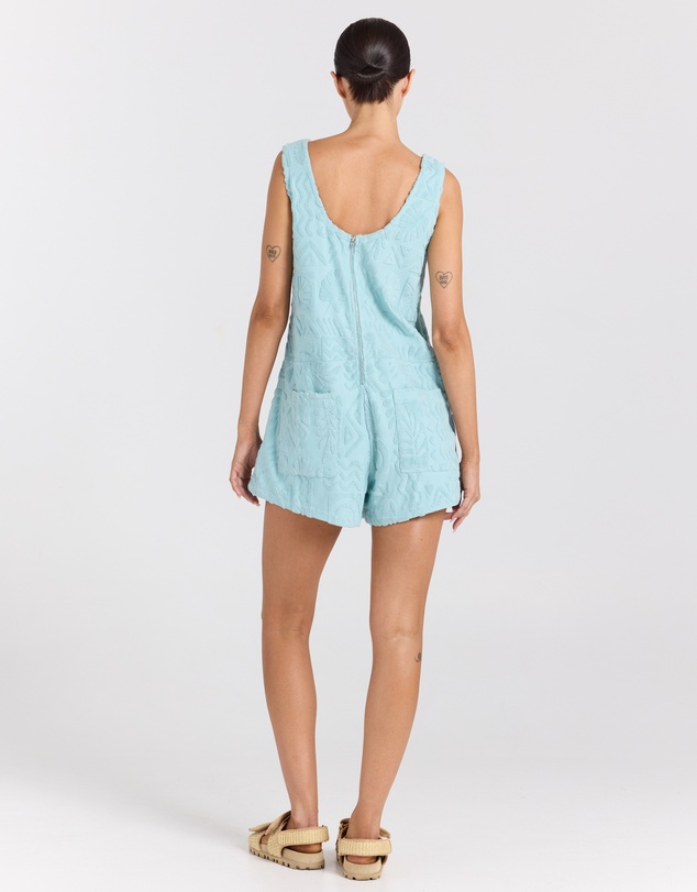 Poolside Paradiso - Mai Tai Towelling Romper - Seaspray