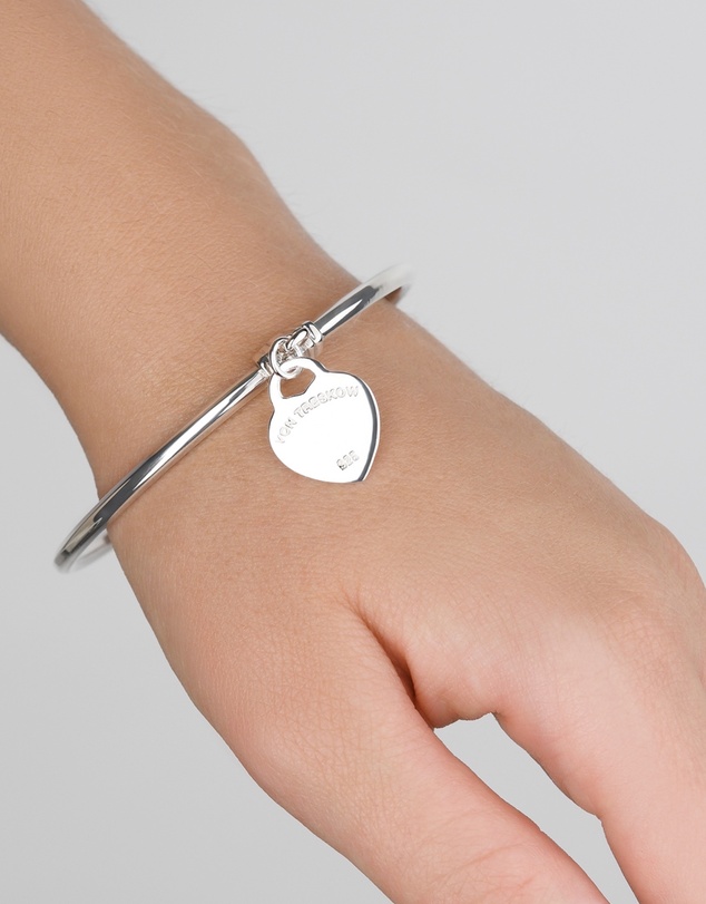 Von Treskow - Art Deco Bangle (3mm) with VT Flat Heart