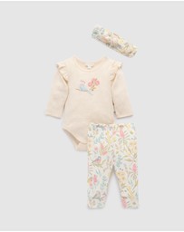Purebaby - Australiana 3 Piece Gift Pack w/ Headband- Babies