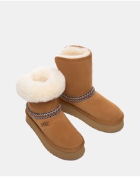 EVERAU - Australian Shepherd Ugg Short Fayle Platform Cow Suede Upper UGG Boots