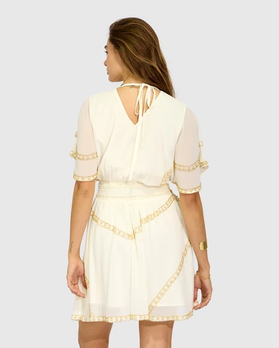 Belle & Bloom - Golden Mark Beaded Trim Mini Dress