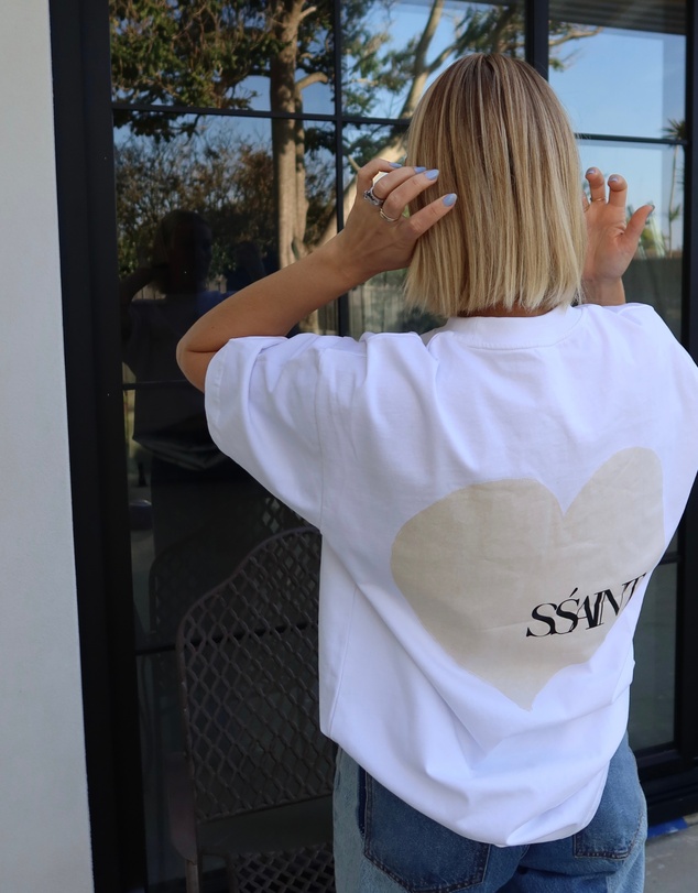 SSAINT - Heart Tee White & Cream